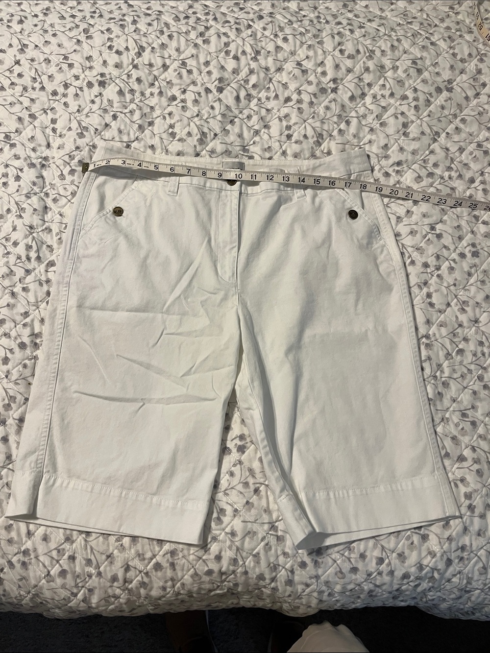 Chico's White Bermuda Shorts with Front Pockets